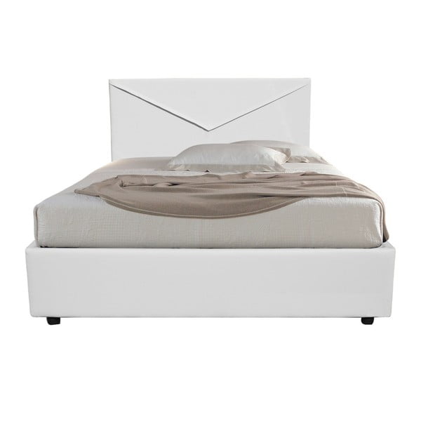 Biela jednolôžková posteľ s úložným priestorom a poťahom z koženky 13Casa Mina, 120 x 190 cm