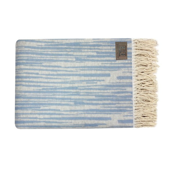 Modrý bavlnený pléd Stripes, 130 x 170 cm
