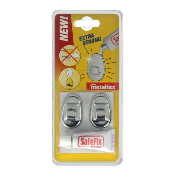 Set 2 ks háčikov a lepidla Metaltex Silver-image-2