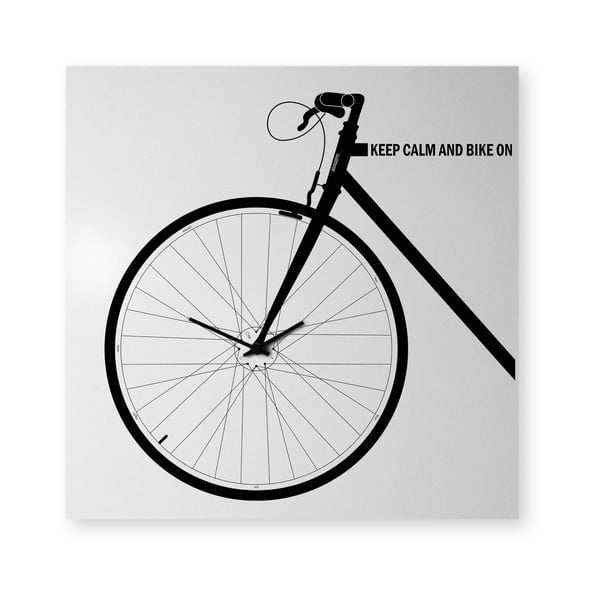 Nástenné hodiny dESIGNoBJECT.it Bike White, 50 x 50 cm