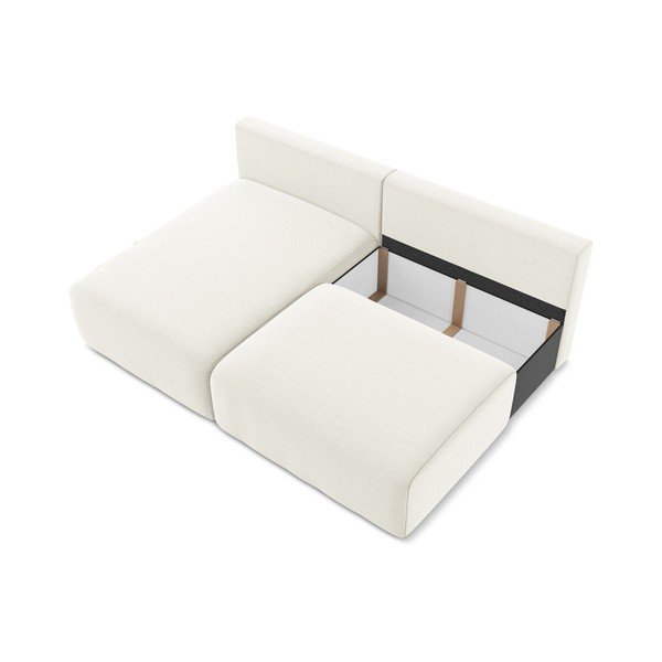 Krémová zamatová rozkladacia/s úložným priestorom rohová pohovka (ľavý roh/s leňoškou) Kalena – Makamii-image-4