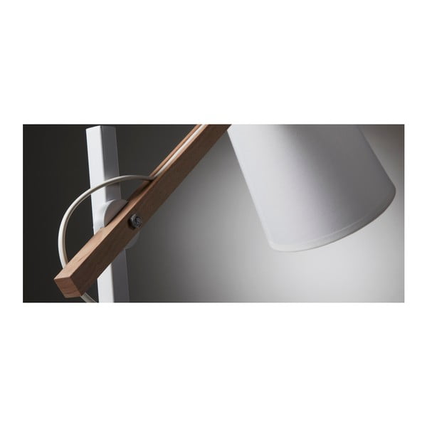 Biela stolová lampa z masívu akácie s textilným tienidlom (výška 65 cm) Kosta – Kave Home-image-2