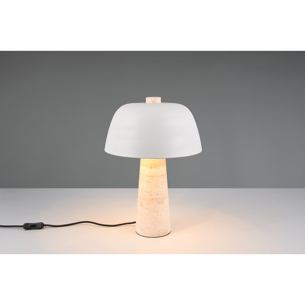 Biela/béžová stolová lampa s kovovým tienidlom (výška  41 cm) Timba – Trio Select-image-2