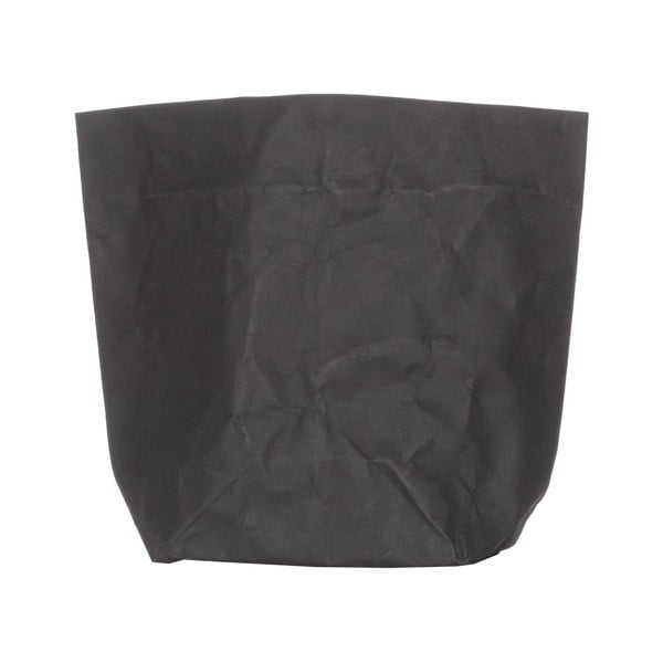 Čierny obal na kvetináč z umývateľného papiera Furniteam Plant, výška 30 cm