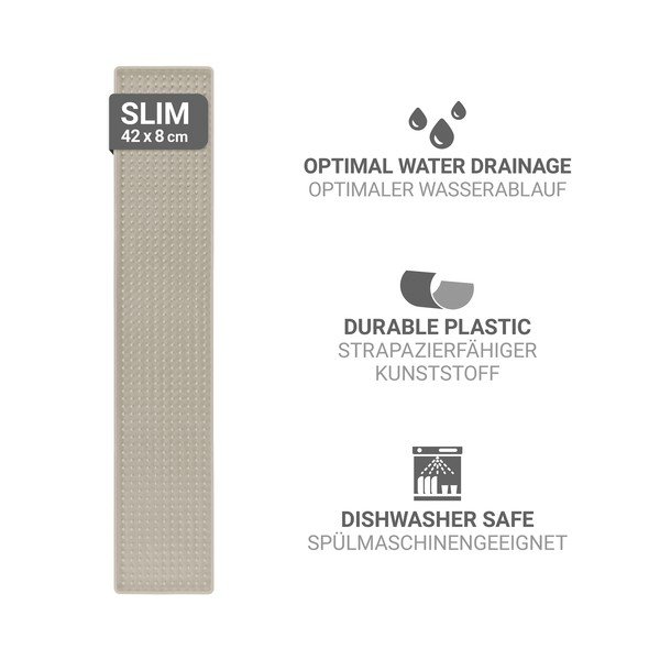 Béžová plastová odkvapkávacia podložka na riad 42x8 cm Slim – Wenko-image-4