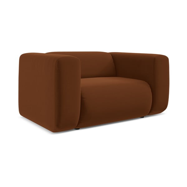 Oranžové/hnedé zamatové kreslo Ekahi – Makamii