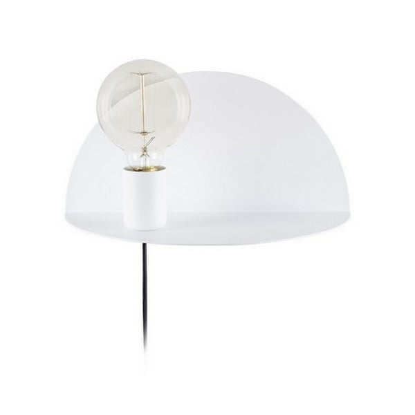 Biele nástenné svietidlo s poličkou Homemania Decor Shelfie, dĺžka 15 cm
