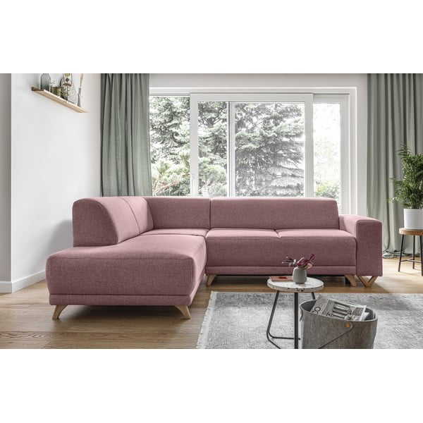 Ružová rozkladacia/s úložným priestorom rohová pohovka (ľavý roh/do L) Classy Sophie – Miuform-image-1