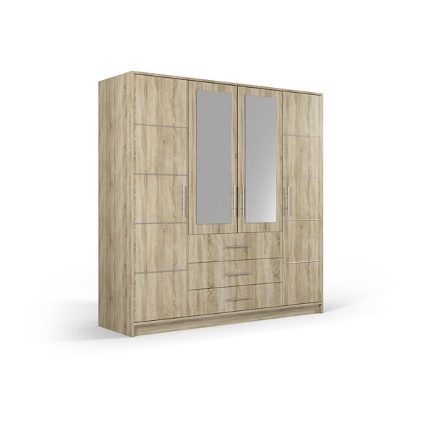 Šatníková skriňa v dekore duba so zrkadlom 196x200 cm Derry - Cosmopolitan Design-image-2