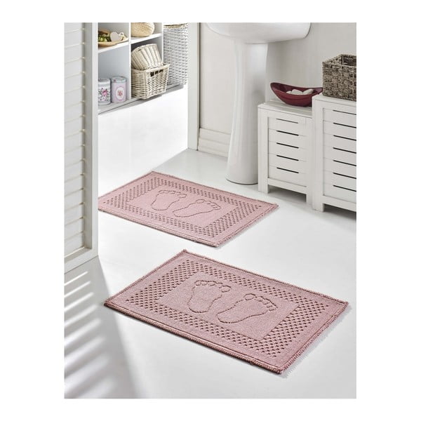 Sada 2 ružových bavlnených kúpeľňových predložiek Bathmat Garrudo, 50 × 70 cm