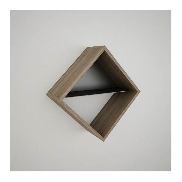 Hnedá nástenná polica v tvare štvorca White / Brown, šírka 56 cm