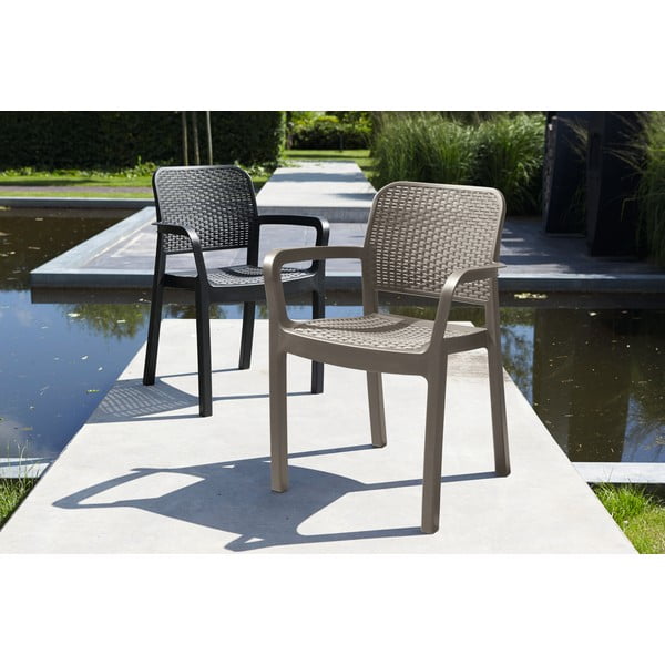 Tmavohnedá plastová záhradná stolička Samanna – Keter-image-2