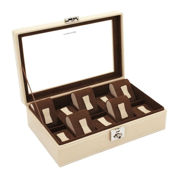 Béžový kožený box na 10 hodiniek Friedrich Lederwaren Cordoba