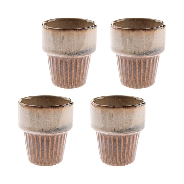 Béžové kameninové šálky v súprave 4 ks na espresso 100 ml Tone – Dakls