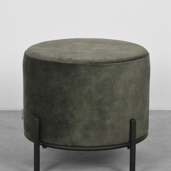 Khaki zamatový taburet Troy – LABEL51-image-1