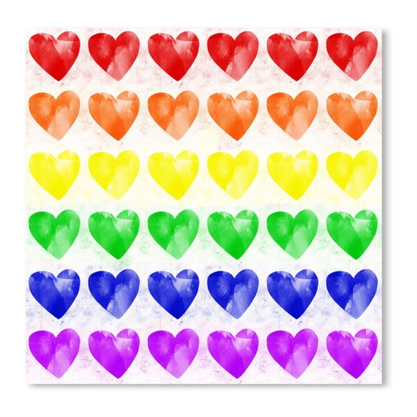 Plagát Americanflat Rainbow Hearts, 30 x 30 cm