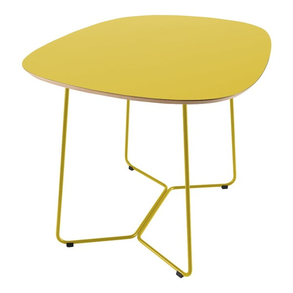 Žltý stôl s kovovými nohami IKER Maple X