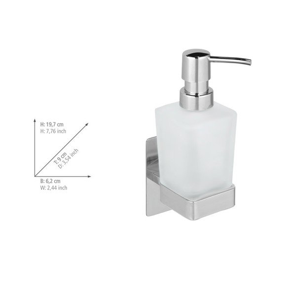 Samodržiaci sklenený dávkovač mydla v lesklo striebornej farbe 200 ml Genova – Wenko-image-3