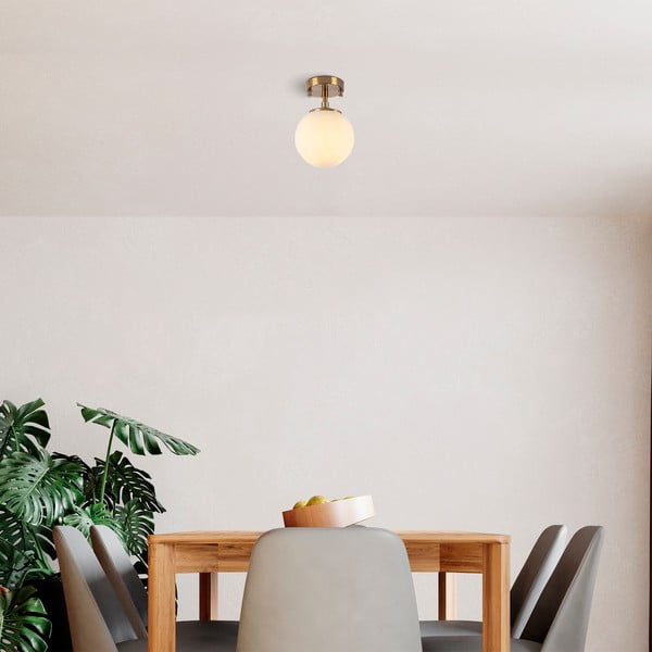 Biele/v mosadznej farbe stropné svietidlo so skleneným tienidlom ø 15 cm Atmaca – Opviq lights-image-1