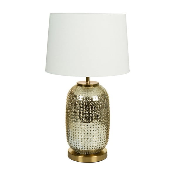 Biela stolová lampa so základňou v zlatej farbe Santiago Pons Crystal