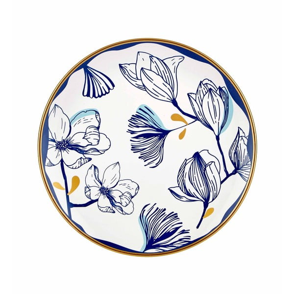 Sada 6 bielych porcelánových dezertných tanierov s modrými kvetmi Mia Bleu Pasta, ⌀ 19 cm