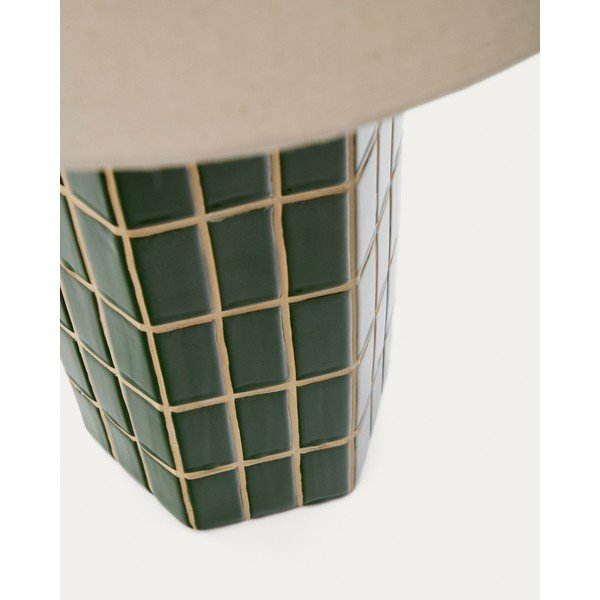 Zelená/krémová stolová lampa s textilným tienidlom (výška  61,5 cm) Rue – Kave Home-image-4
