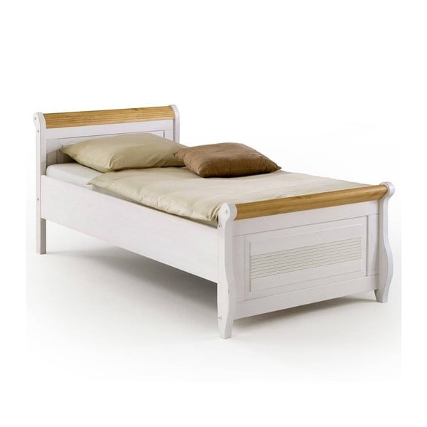 Biela posteľ z borovicového dreva SOB Harald, 100 x 200 cm
