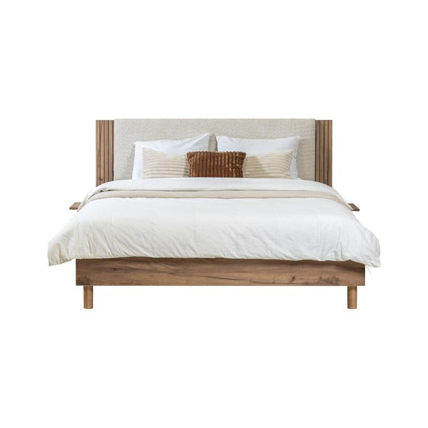 Béžová dvojlôžková posteľ s roštom 140x190 cm Lior – Bobochic Paris-image-2