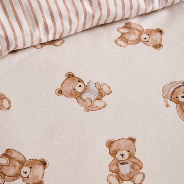 Krémovobiela napínacia flanelová detská plachta na jednolôžko 70x140 cm Brushed Teddy Bear – Catherine Lansfield-image-2