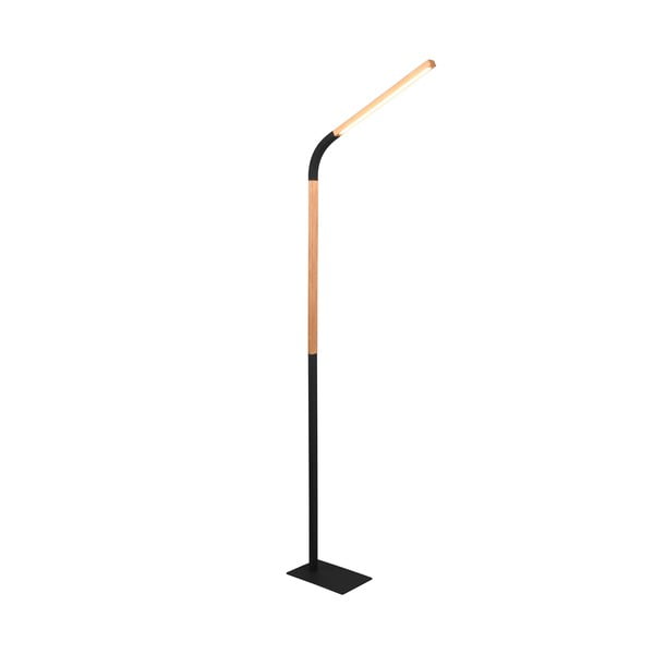 LED stojacia lampa v čiernej a prírodnej farbe s dreveným tienidlom (výška 169,5 cm) Norris – Trio-image-4