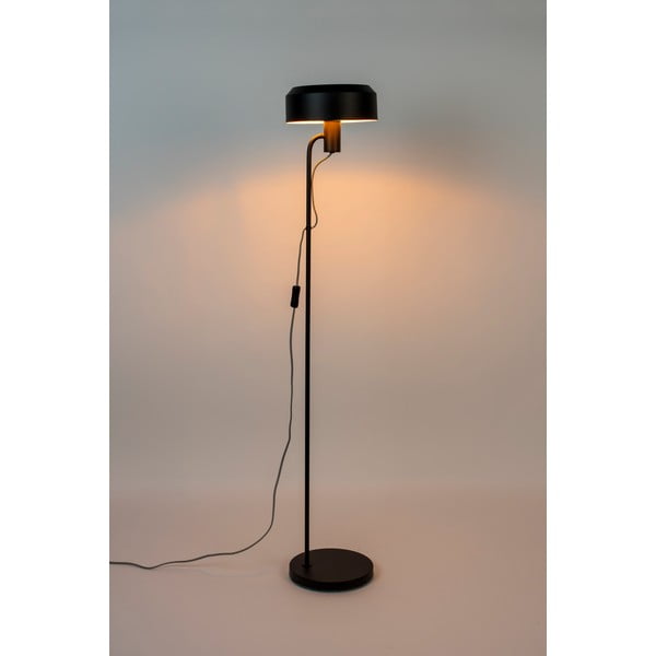 Čierna stojacia lampa s kovovým tienidlom (výška 135 cm) Landon – White Label-image-1