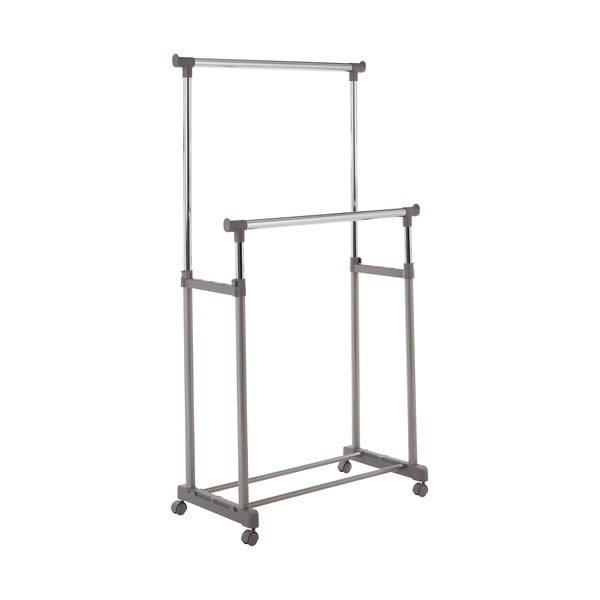 Kovový teleskopický/pojazdný stojan na oblečenie v striebornej farbe – Premier Housewares-image-2