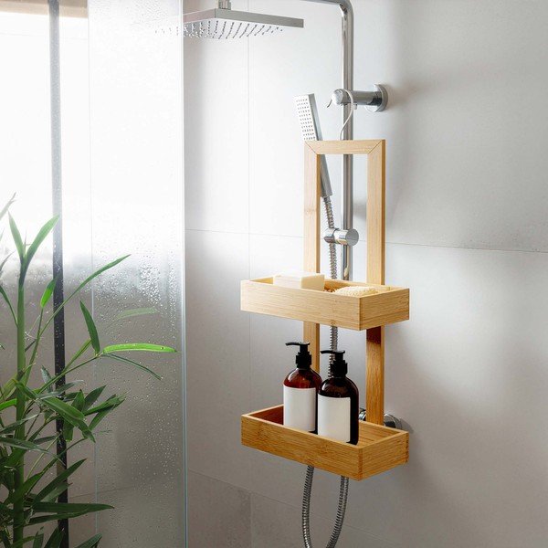 Závesná bambusová kúpeľňová polička v prírodnej farbe Hanoi – douceur d'intérieur-image-1