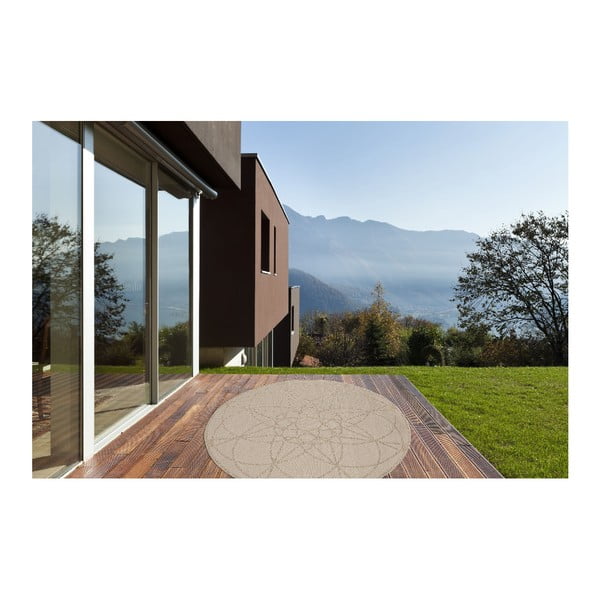 Béžový vonkajší koberec Floorita Tondo Ecru, ⌀ 194 cm-image-4