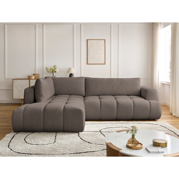 Taupe rozkladacia/s úložným priestorom rohová pohovka (ľavý roh/do L) Fuji – Bobochic Paris-image-1