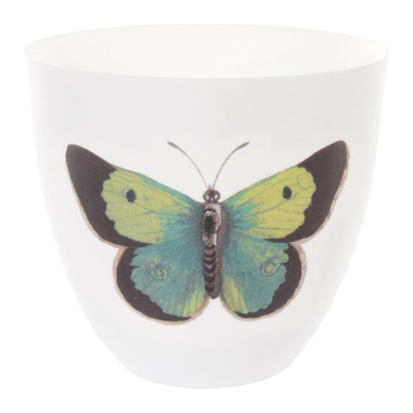 Porcelánový kvetináč so zeleným motýľom SHISHI  Butterfly
