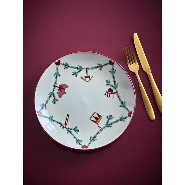 Krémovobiely kameninový tanier s vianočným motívom ø 25,5 cm Yule – Bloomingville-image-2