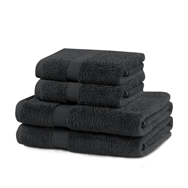 Tmavosivé froté bavlnené uteráky a osušky v súprave 4 ks Marina – Restilo