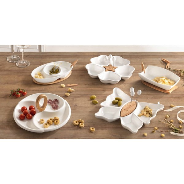 Biela porcelánovo-bambusová servírovacia misa Hors D'Oeuvre – Brandani-image-1