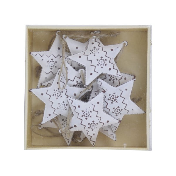 Sada 10 bielych vianočných ozdôb z kovu v tvare hviezdy Ego Dekor Christmas Box