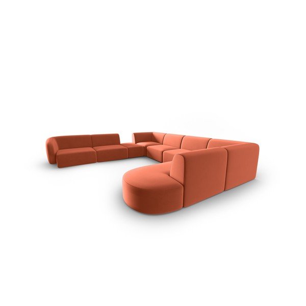 Ružová zamatová rohová pohovka (ľavý roh/do "U") Paolo – Milo Casa-image-2