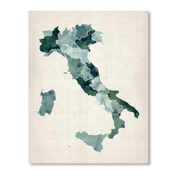 Plagát s mapou Talianska Americanflat Sea, 60  ×   42 cm