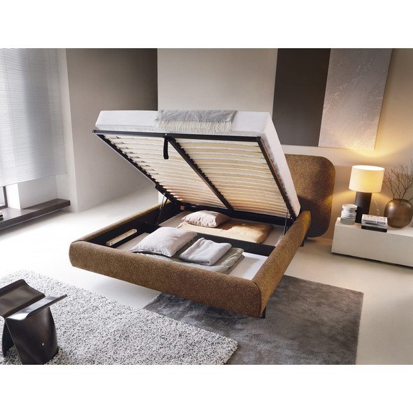 Okrovožltá čalúnená dvojlôžková posteľ s úložným priestorom s roštom 180x200 cm Pointt – ELTAP-image-2