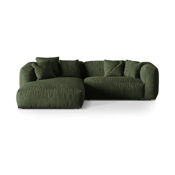 Zelená zamatová modulárna rohová pohovka (ľavý roh/s leňoškou) Martina – Micadoni 