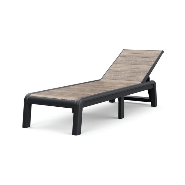 Hnedé plastové polohovacie/skladacie záhradné ležadlo Deco Porto – Keter