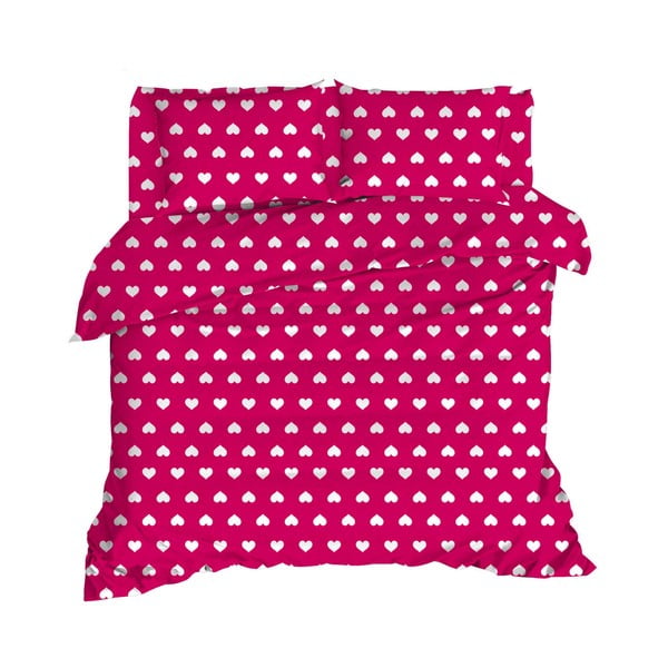 Ružové predĺžené bavlnené obliečky na dvojlôžko s plachtou a prikrývkou 240x260 cm Chole – Mijolnir