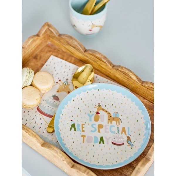 Svetlomodrý/krémovobiely kameninový detský tanier ø 16 cm Celebrate – Bloomingville Mini-image-2