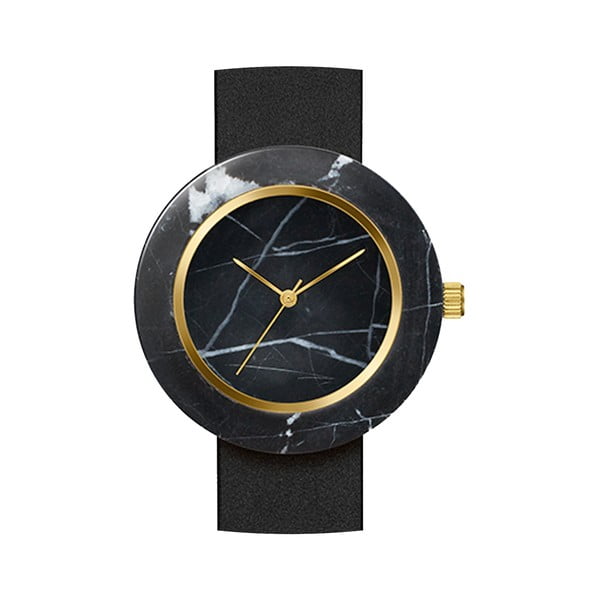 Čierne mramorové hodinky s čiernym remienkom Analog Watch Co. Marble