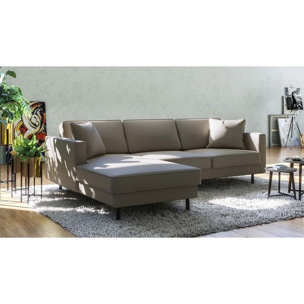 Svetlohnedá kožená rohová pohovka (ľavý roh) Kobo – MESONICA-image-1