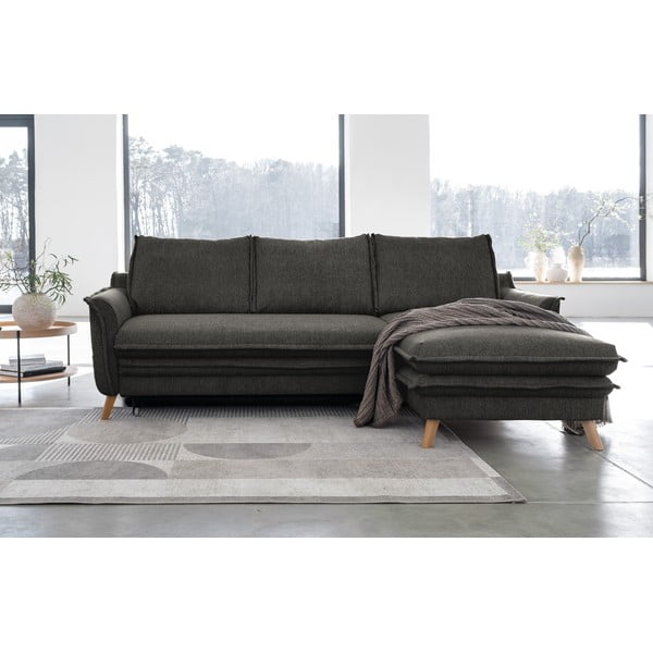 Tmavosivá rozkladacia rohová pohovka (pravý roh) Charming Charlie – Miuform-image-1